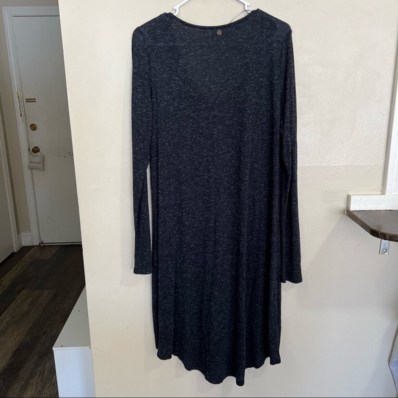 Soft Surroundings button front high low hem scoop neck tunic top navy - Picture 5 of 10